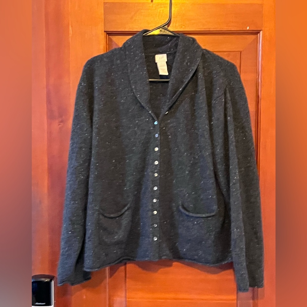 J. Jill Gray Cashmere Cardigan Sweater L Large